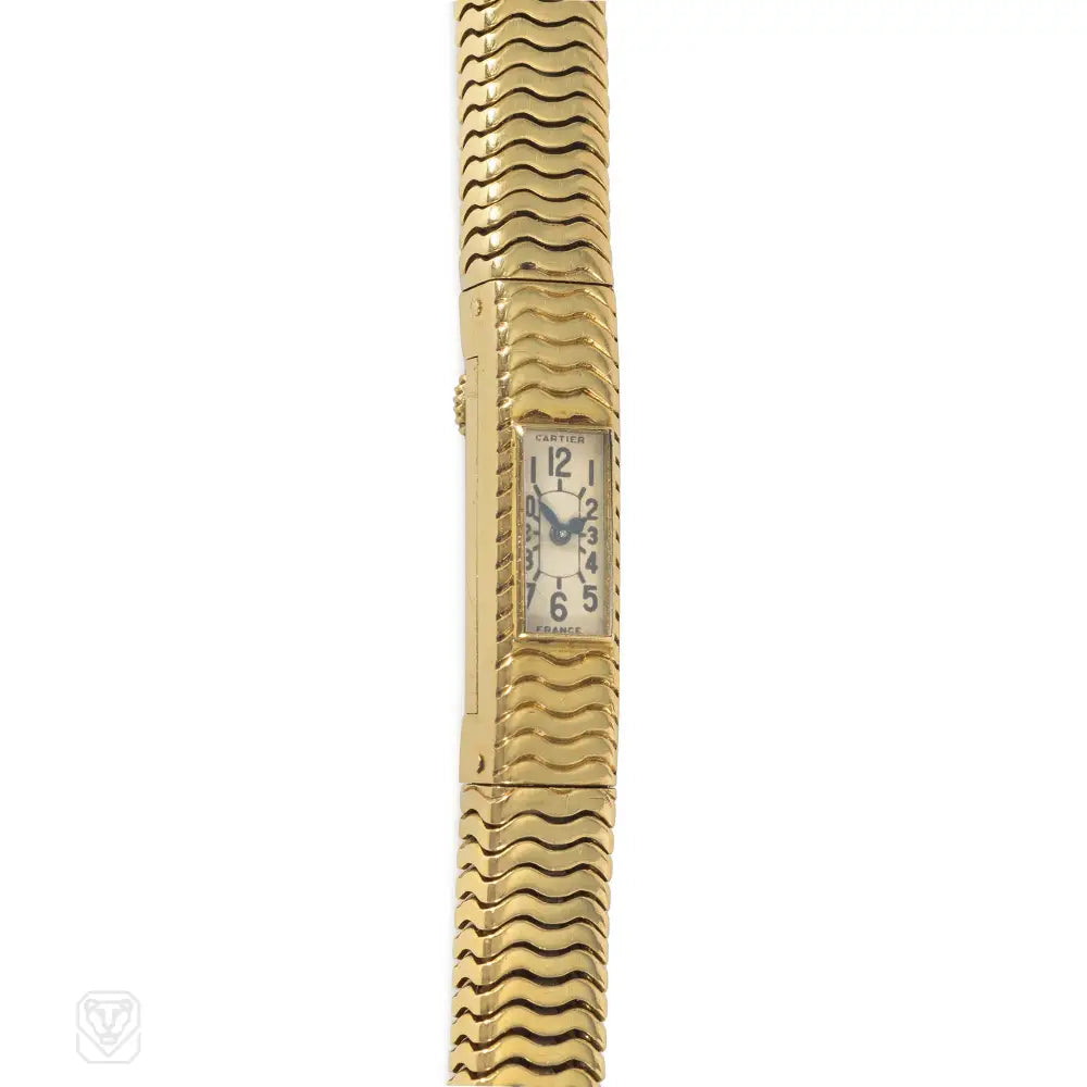 Kentshire Cartier France Retro Gold Box Chain Watch Bracelet