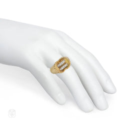 1950s Cartier, Paris gold and diamond corset ring