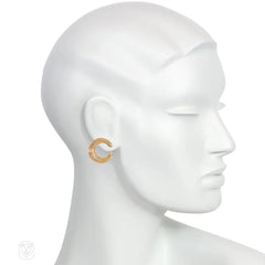 1950s French gold tapered hoop earrings