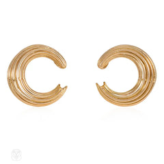 1950s French gold tapered hoop earrings