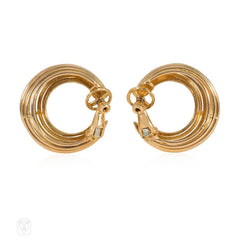 1950s French gold tapered hoop earrings