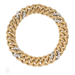 1960s 18k gold, platinum, and diamond curblink bracelet