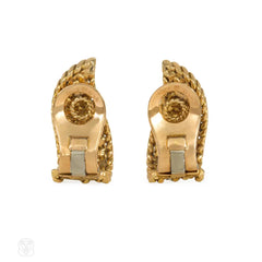 1960s Georges Lenfant gold and diamond flame earrings