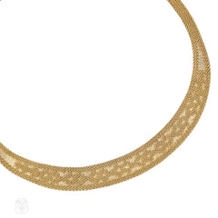 1970s Caplain Paris gold geometric motif necklace