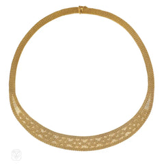 1970s Caplain Paris gold geometric motif necklace