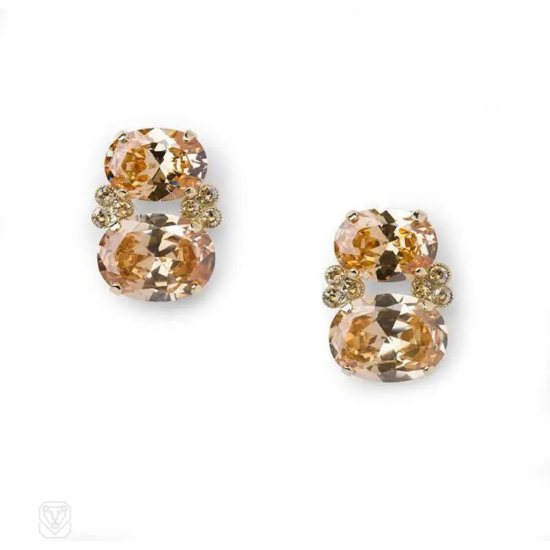 2 - Stone Topaz Cubic Zirconia And Swarovski Crystal Earrings