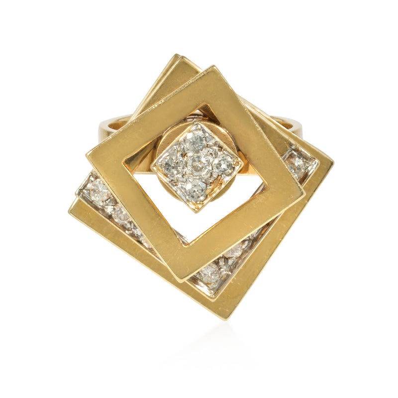 Gold and diamond kinetic ring