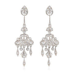 Long Edwardian paste and sterling silver earrings