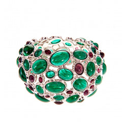 Emerald glass and rhodium-plated bronze bracelet, Amphitrite Collection