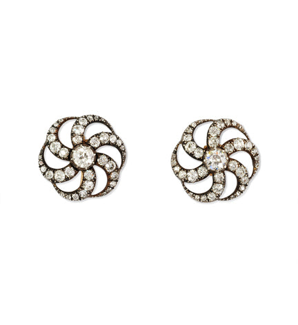 Antique Catherine Wheel diamond earrings