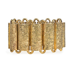 Wide antique silver gilt panel link bracelet