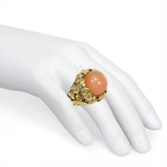 Peach moonstone and multi-gem cocktail ring