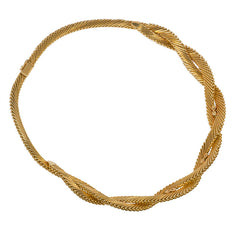 Mid-century gold wire twist necklace with diamonds