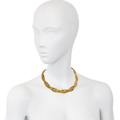 Mid-century gold wire twist necklace with diamonds