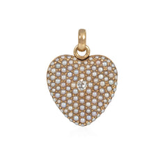 Antique pearl and diamond heart locket