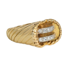 1950s Cartier, Paris gold and diamond corset ring