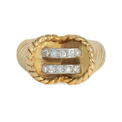 1950s Cartier, Paris gold and diamond corset ring