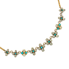 Antique chrysoberyl and turquoise necklace