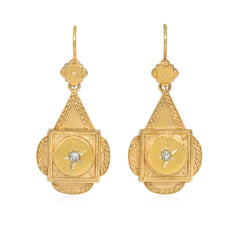 Antique English drop-shaped panel earrings