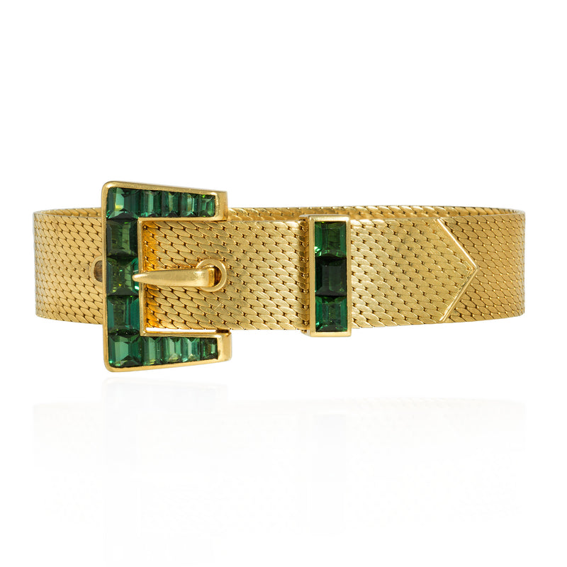 Retro tourmaline and gold adjustable strap bracelet