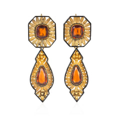 Antique hessonite garnet necklace and earrings