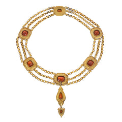 Antique hessonite garnet necklace and earrings