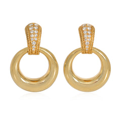 Van Cleef & Arpels interchangeable diamond and gold doorknocker hoop earrings