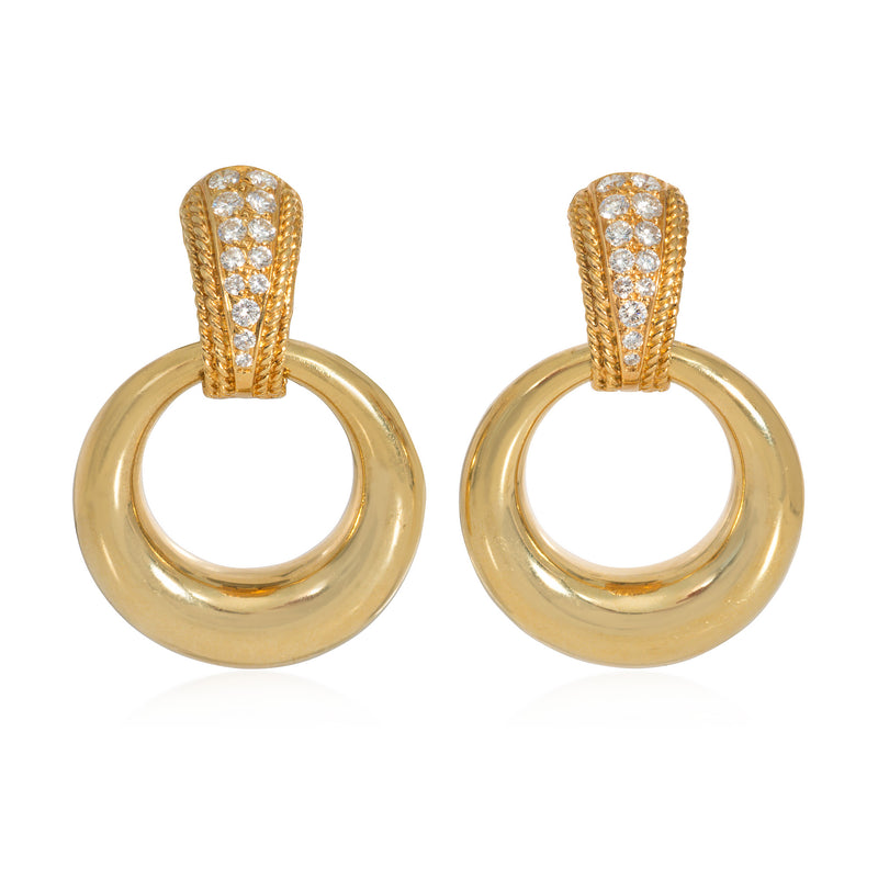 Van Cleef & Arpels interchangeable diamond and gold doorknocker hoop earrings