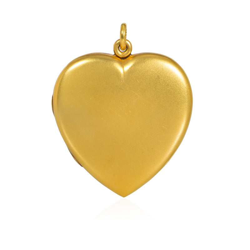 Antique oversized gold heart locket