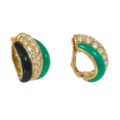 Van Cleef & Arpels Mid-Century diamond, onyx, and chrysoprase earrings