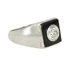 French Art Deco square onyx and diamond ring