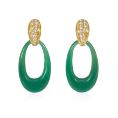 Cartier Paris interchangeable doorknocker earrings in gold and chrysophrase