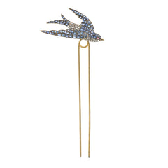 French diamond and sapphire bird brooch