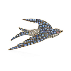 French diamond and sapphire bird brooch