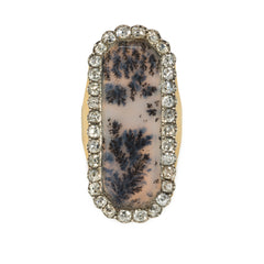 Antique moss agate and diamond ring