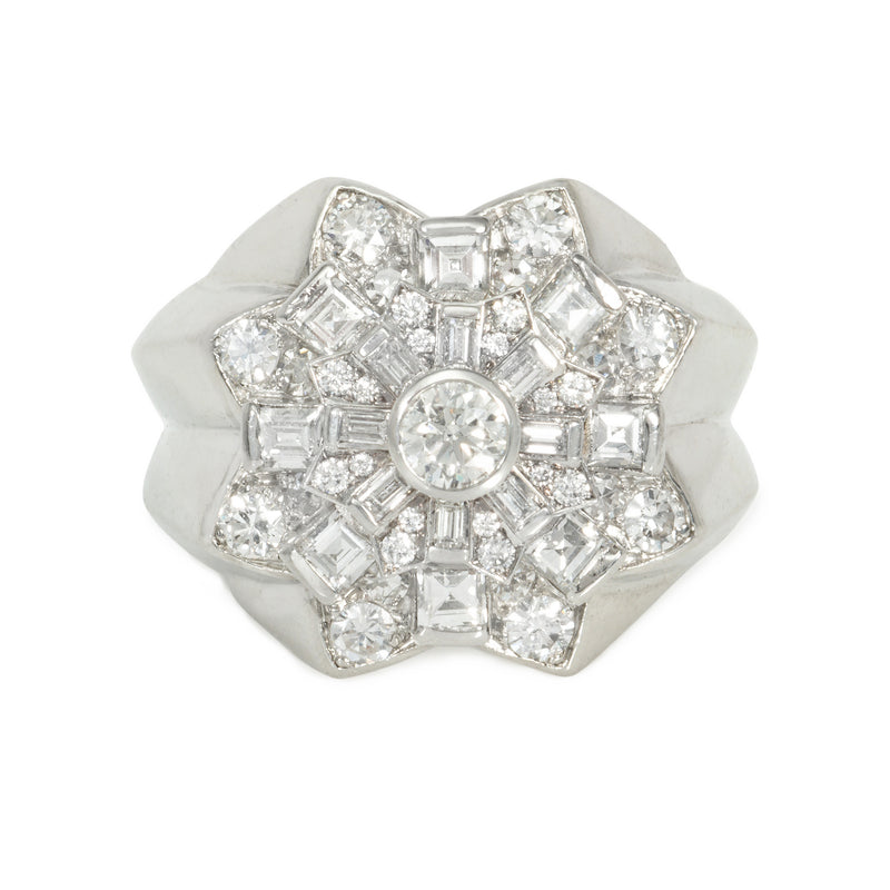 French Retro star-shaped diamond cocktail ring