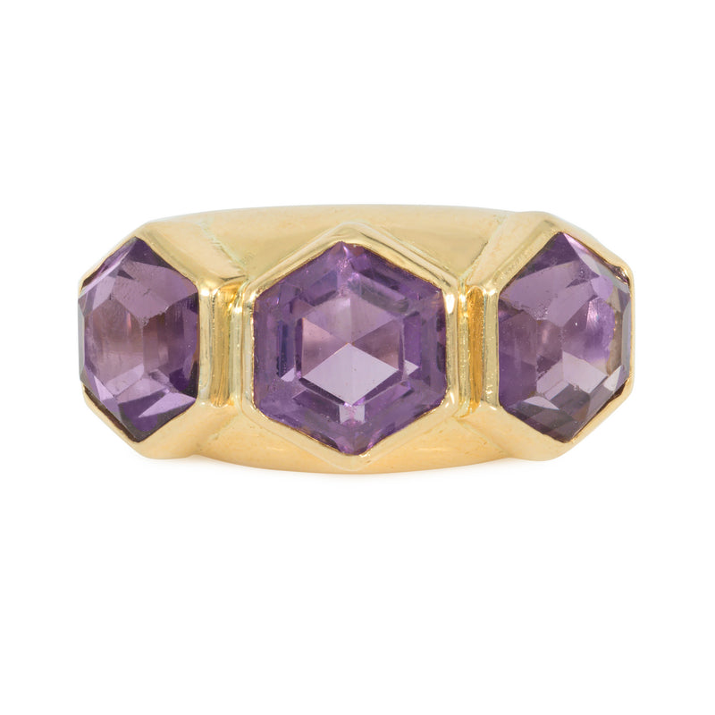 French Gold and octagonal amethyst ring