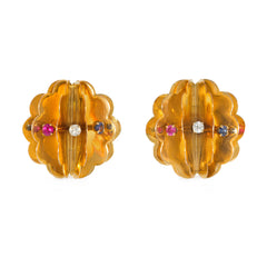 Retro gold refelective accordion earrings