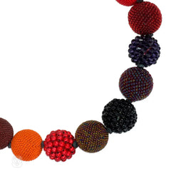 A multi-colored beaded ball necklace comprising 18 spheres w...