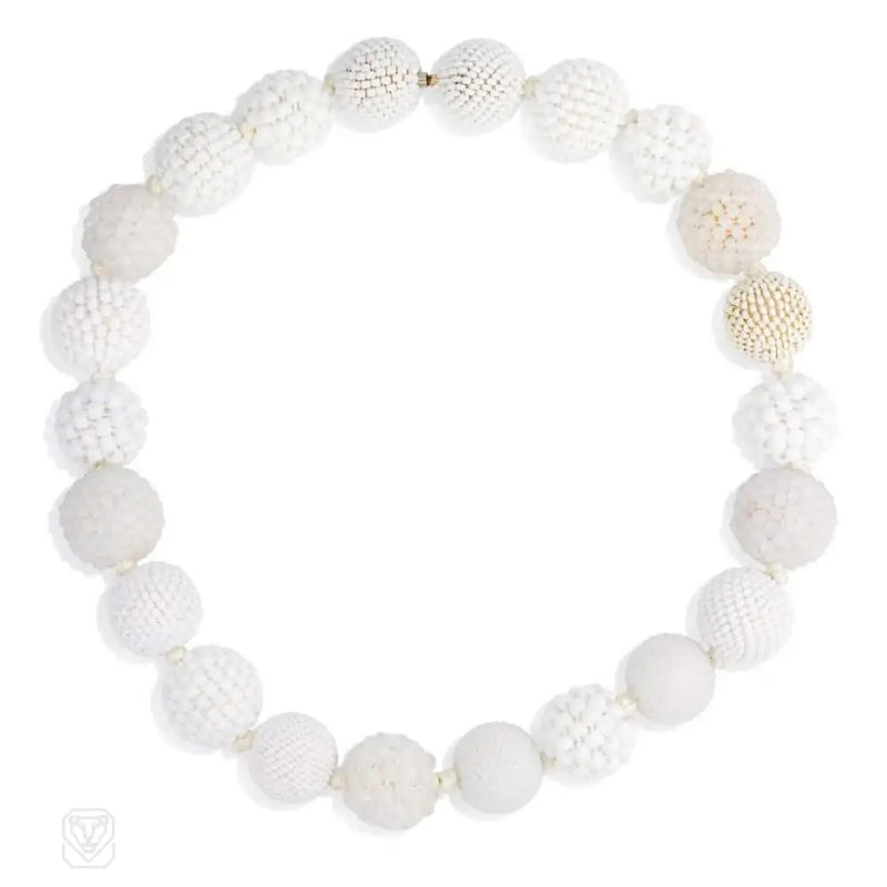 A Play On White Glass Beaded Necklace