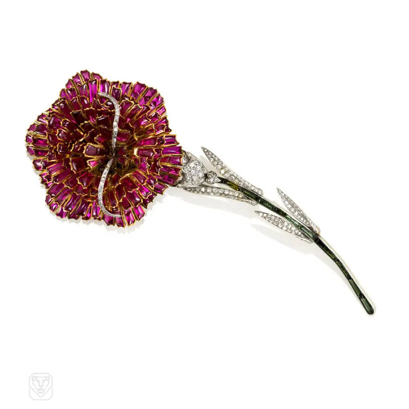 A Retro Brooch In The Form Of A Carnation Flower Comprised O...