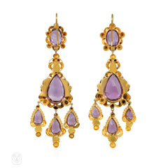 Antique amethyst and chrysolite pendant earrings