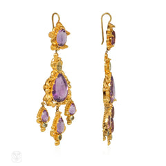 Antique amethyst and chrysolite pendant earrings