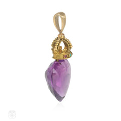 Antique amethyst crowned heart pendant