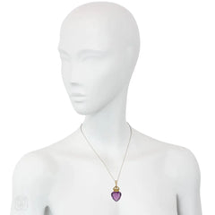 Antique amethyst crowned heart pendant