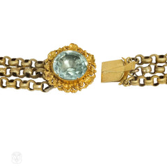 Antique cannetille and aquamarine demi-parure set