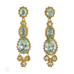 Antique cannetille and aquamarine demi-parure set