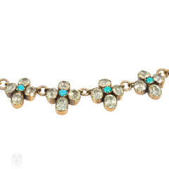 Antique chrysoberyl and turquoise necklace