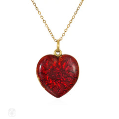 Antique diamond and enamel heart locket