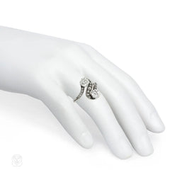 Antique diamond and platinum moi et toi ring